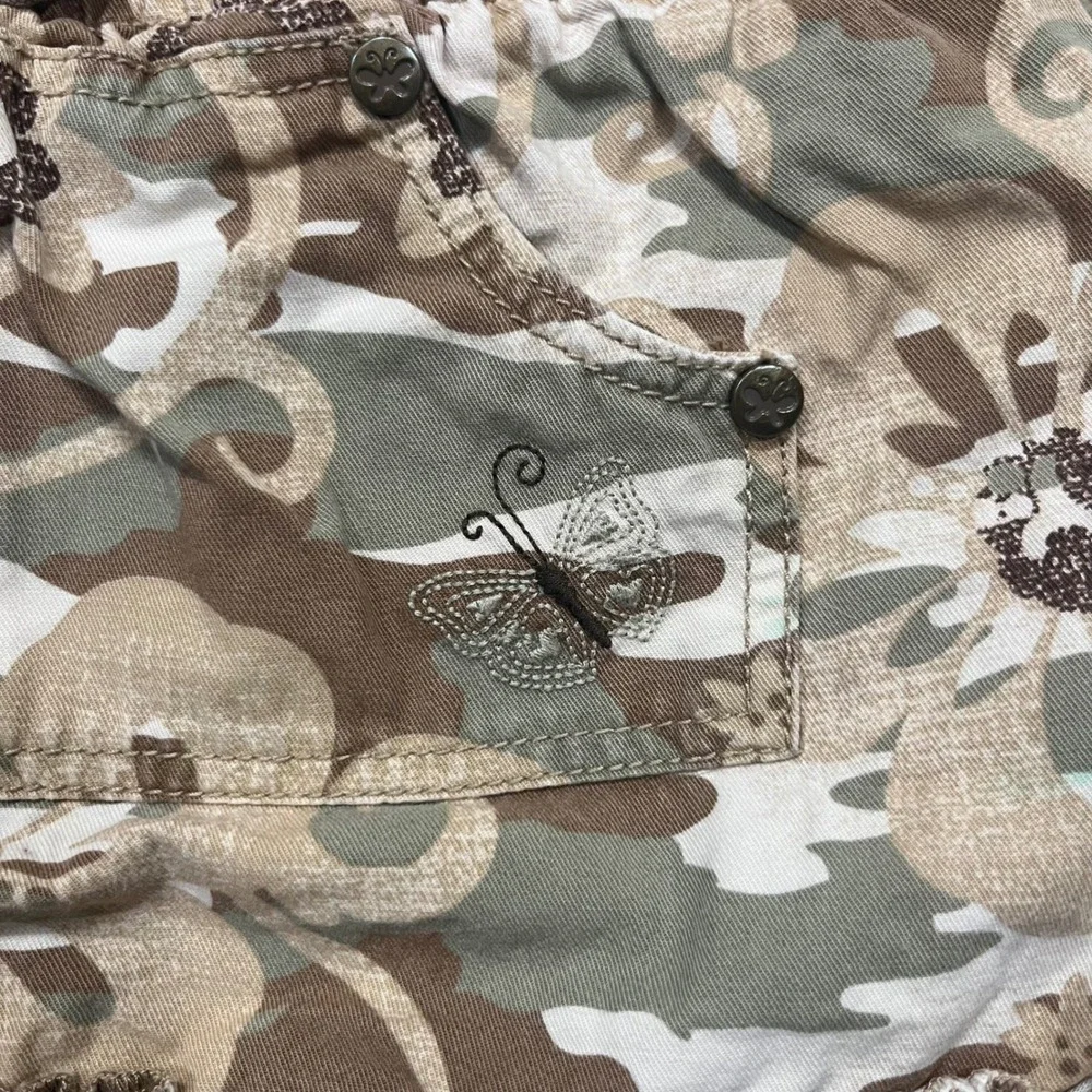 Vintage The Childrens Place Girls Camo  Ruffle Skort 24 Months Butterfly Green
